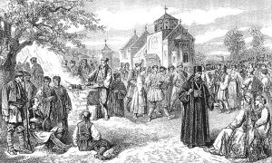 Црквени збор у слободној Србији. Новинска ксилографија из 1885. Преузето са www.staresrpskeslike.com