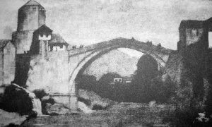 Стари турски мост у Мостару. Слика Макса Бучерера из 1911.