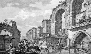 Аквадаукт у Сплиту, Далмација. Илустрација из књиге Адама Роберта, 1764.
