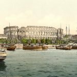 Поглед на арену са мора у Пули, између 1890. и 1900. (фото Library of Congress)