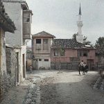 Минарет са дуплим балконом, кварт цитаделе, Солун, 14. мај 1913. (фото www.albert-kahn.hauts-de-seine.fr)
